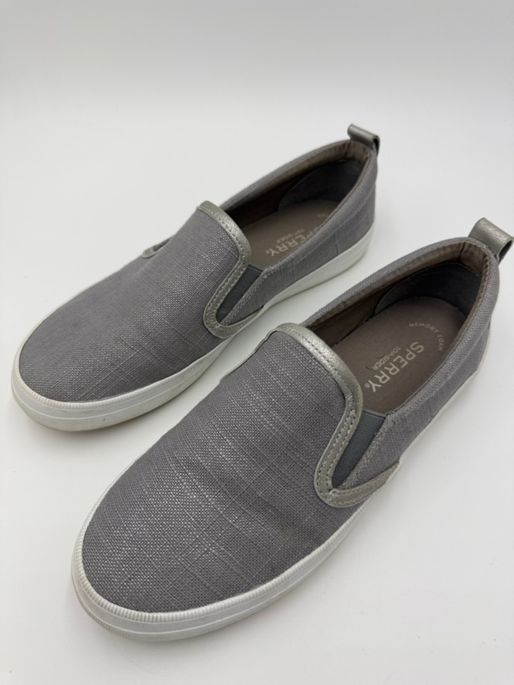 Sperry womens Gray Slip-On Canvas Loafers